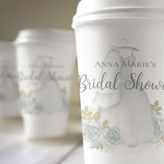 Vrijgezellenfeest Stoffig Blauw Trouwjurk Bloemen  Papieren Bekers