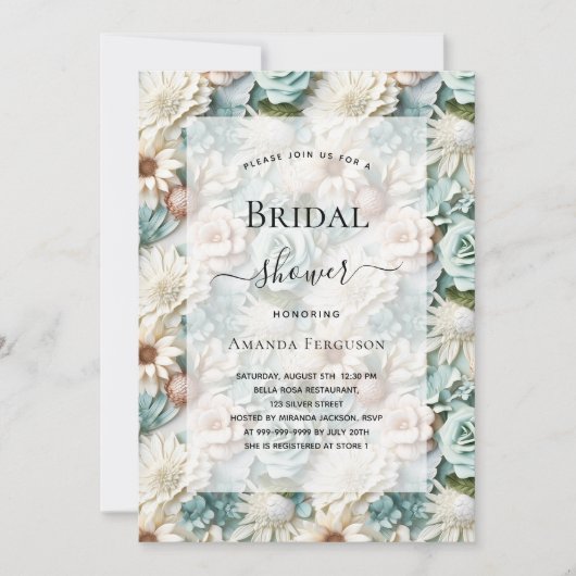 Vrijgezellenfeest stoffig groen wit bloemig kaart (Voorkant)