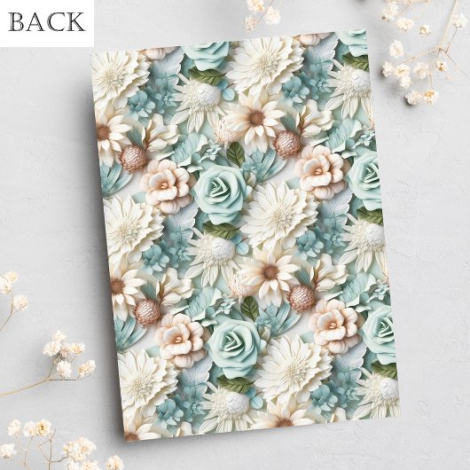 Vrijgezellenfeest stoffig groen wit bloemig kaart