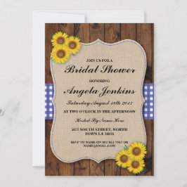 vrijgezellenfeest Sunflower Wood Burlap Floral Inv Kaart