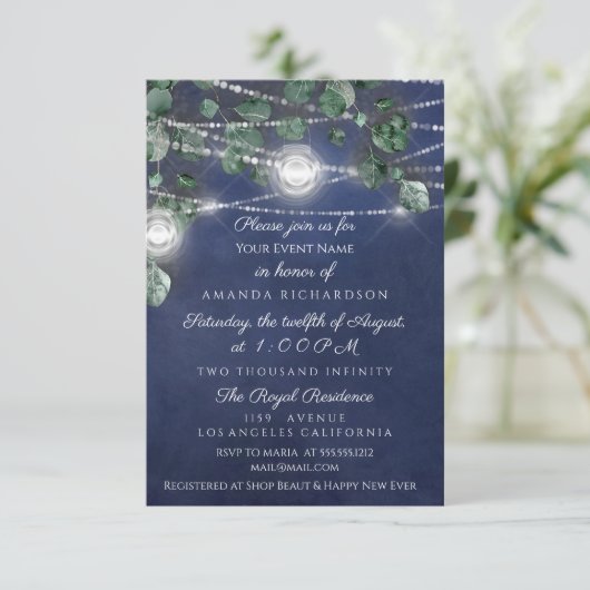 Vrijgezellenfeest Sweet 16 Blue Navy Jars Light Gr Kaart (Staand voorkant)