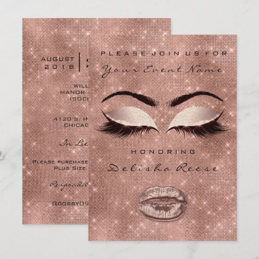 Vrijgezellenfeest Sweet 16e Roos Gouden Glitter Bl Kaart (Voorkant / Achterkant)