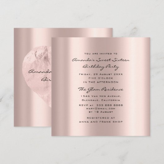 Vrijgezellenfeest Sweet 16e Verjaardag Roos Hart Kaart (Voorkant / Achterkant)