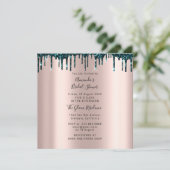 Vrijgezellenfeest Sweet 16th Drips Roos Blauwgroen Kaart (Staand voorkant)