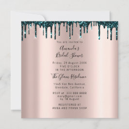 Vrijgezellenfeest Sweet 16th Drips Roos Blauwgroen Kaart