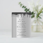 Vrijgezellenfeest Sweet 16th Drips Zilver Zwart Fo Kaart (Staand voorkant)