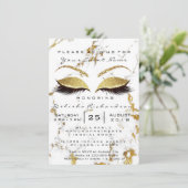 Vrijgezellenfeest Sweet 16th Eyes Makeup Gold Marb Kaart (Staand voorkant)