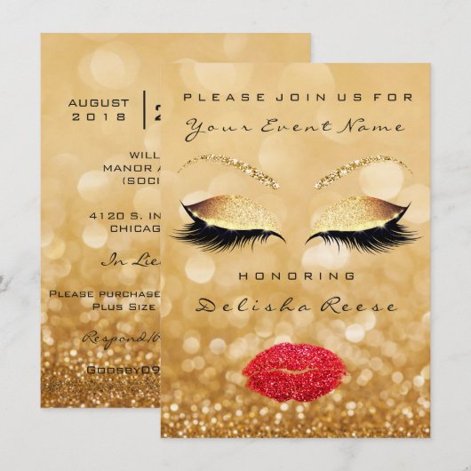 Vrijgezellenfeest Sweet 16th Gold Sparkly Glitter Kaart (Voorkant / Achterkant)