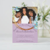 Vrijgezellenfeest Sweet 16th Photo Lavende Gold Fl Kaart (Staand voorkant)