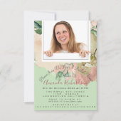 Vrijgezellenfeest Sweet 16th Photo Mint Peach Flor Kaart (Voorkant)