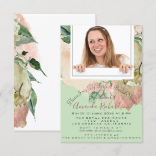 Vrijgezellenfeest Sweet 16th Photo Mint Peach Flor Kaart
