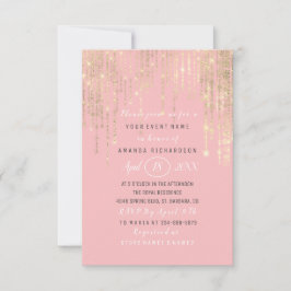 Vrijgezellenfeest Sweet 16th Pink Rose Gold Stripe Kaart