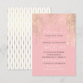 Vrijgezellenfeest Sweet 16th Pink Rose Gold Stripe Kaart