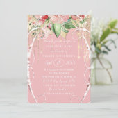 Vrijgezellenfeest Sweet 16th Pink Roses Blush Wit Kaart (Staand voorkant)