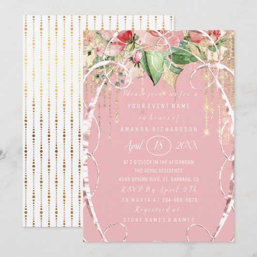 Vrijgezellenfeest Sweet 16th Pink Roses Blush Wit Kaart (Voorkant / Achterkant)