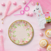 Vrijgezellenfeest Table Decor Waterverf Rose Bouqu Papieren Bordje (Feest)