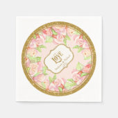 Vrijgezellenfeest Table Decor Waterverf Rose Bouqu Servet (Voorkant)