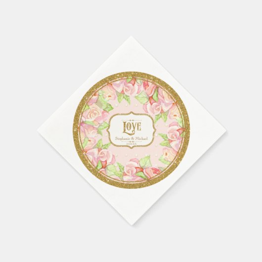 Vrijgezellenfeest Table Decor Waterverf Rose Bouqu Servet (Hoek)