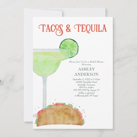 Vrijgezellenfeest Tacos en Tequila Margarita Kaart (Voorkant)