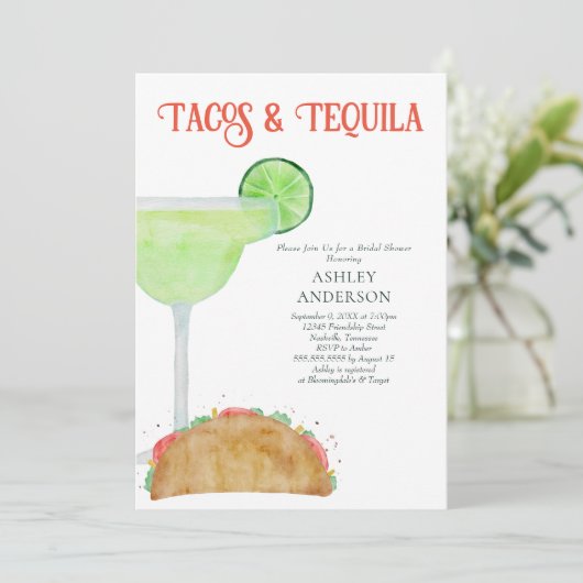 Vrijgezellenfeest Tacos en Tequila Margarita Kaart (Staand voorkant)