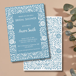 VRIJGEZELLENFEEST TALAVERA BLUE FLOWERS Invitation Kaart