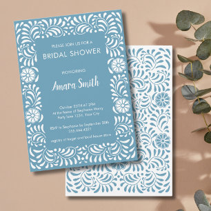 VRIJGEZELLENFEEST TALAVERA BLUE FLOWERS Invitation Kaart