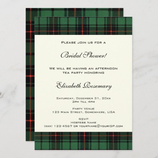 Vrijgezellenfeest, Tartan Davidson Pattern Kaart (Voorkant / Achterkant)