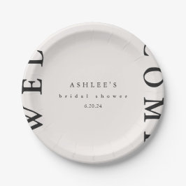 Vrijgezellenfeest Taupe en Black Typografie Welkom Papieren Bordje