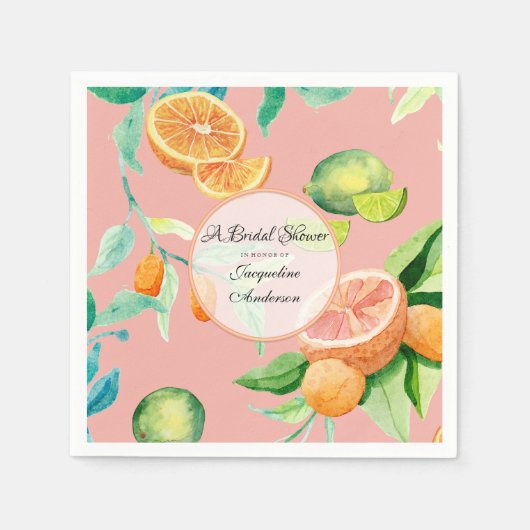 Vrijgezellenfeest Tea Citrus Coral Sinaasappel Lem Servetten (Voorkant)