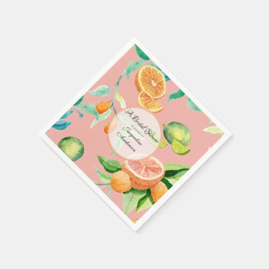 Vrijgezellenfeest Tea Citrus Coral Sinaasappel Lem Servetten (Hoek)