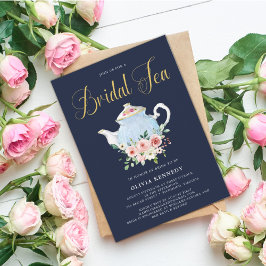 Vrijgezellenfeest Tea Elegant Blush Floral Gold Kaart