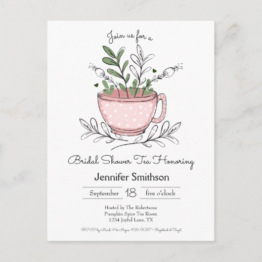 Vrijgezellenfeest Tea grillige Hand getrokken Tea Uitnodiging Briefkaart (Voorkant)