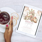 Vrijgezellenfeest Tea Party Bloemen Elegant Kaart