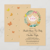 Vrijgezellenfeest Tea Party Bloemen Vlinder Krans Kaart (Voorkant / Achterkant)