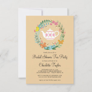 Vrijgezellenfeest Tea Party Bloemen Vlinder Krans Kaart