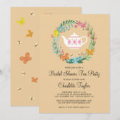 Vrijgezellenfeest Tea Party Bloemen Vlinder Krans Kaart (Voorkant / Achterkant)