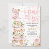 Vrijgezellenfeest Tea Party Blush roze and Gold Fl Kaart (Voorkant)