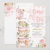 Vrijgezellenfeest Tea Party Blush roze and Gold Fl Kaart (Voorkant / Achterkant)