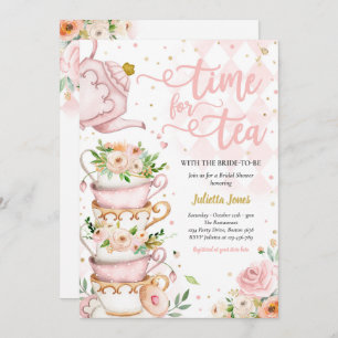 Vrijgezellenfeest Tea Party Blush roze and Gold Fl Kaart