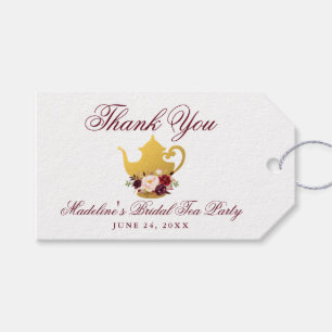 Vrijgezellenfeest Tea Party Bourgondië Floral Dank Cadeaulabel
