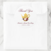 Vrijgezellenfeest Tea Party Bourgondië Floral Dank Ronde Sticker (Tas)