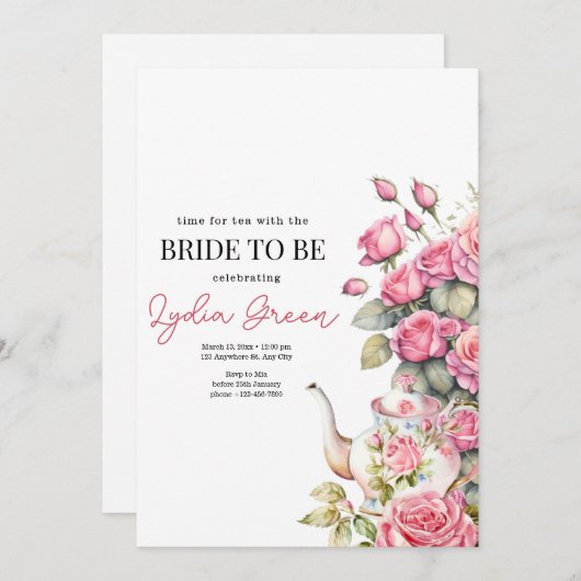 Vrijgezellenfeest Tea Party Bruids Tea Party Bloem Kaart (Voorkant / Achterkant)