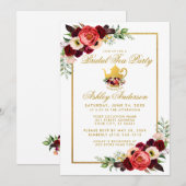 Vrijgezellenfeest Tea Party Burgundy Gold Boho Flo Kaart (Voorkant / Achterkant)