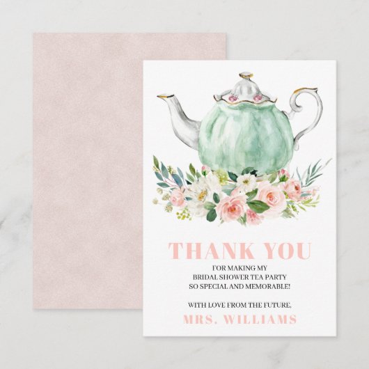 Vrijgezellenfeest Tea Party Dank je kaart (Voorkant / Achterkant)