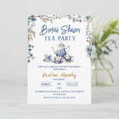 Vrijgezellenfeest Tea Party Delfts Blauw Bloemen b Kaart (Staand voorkant)