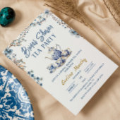 Vrijgezellenfeest Tea Party Delfts Blauw Bloemen b Kaart