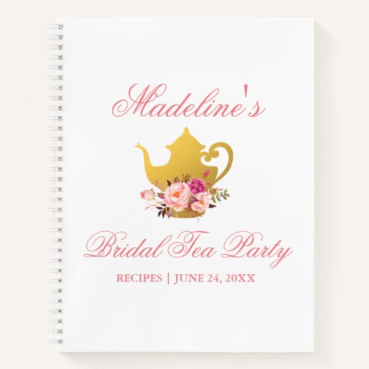 Vrijgezellenfeest Tea Party Floral roze Recipe Notitieboek (Voorkant)