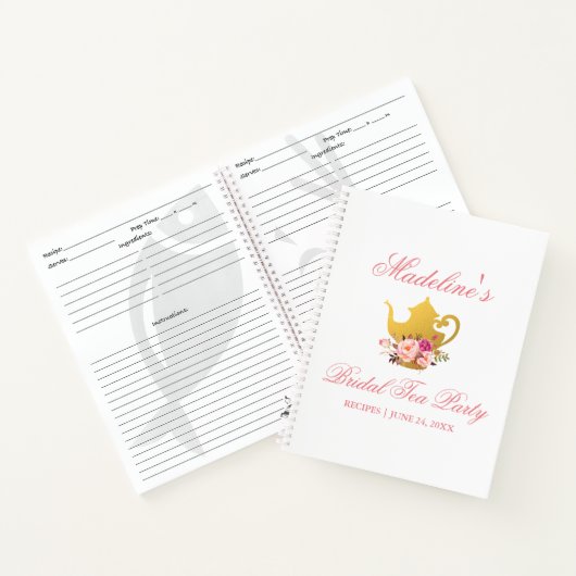 Vrijgezellenfeest Tea Party Floral roze Recipe Notitieboek (Binnen)