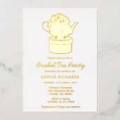 Vrijgezellenfeest Tea Party Gold Foil Uitnodiging (Voorkant)