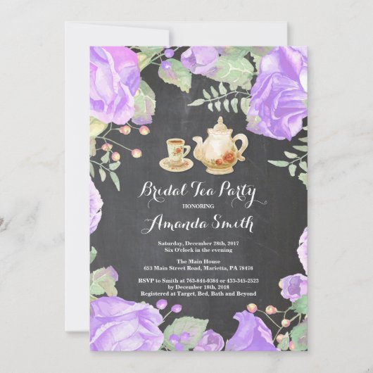 vrijgezellenfeest Tea Party Invitation Floral Kaart (Voorkant)